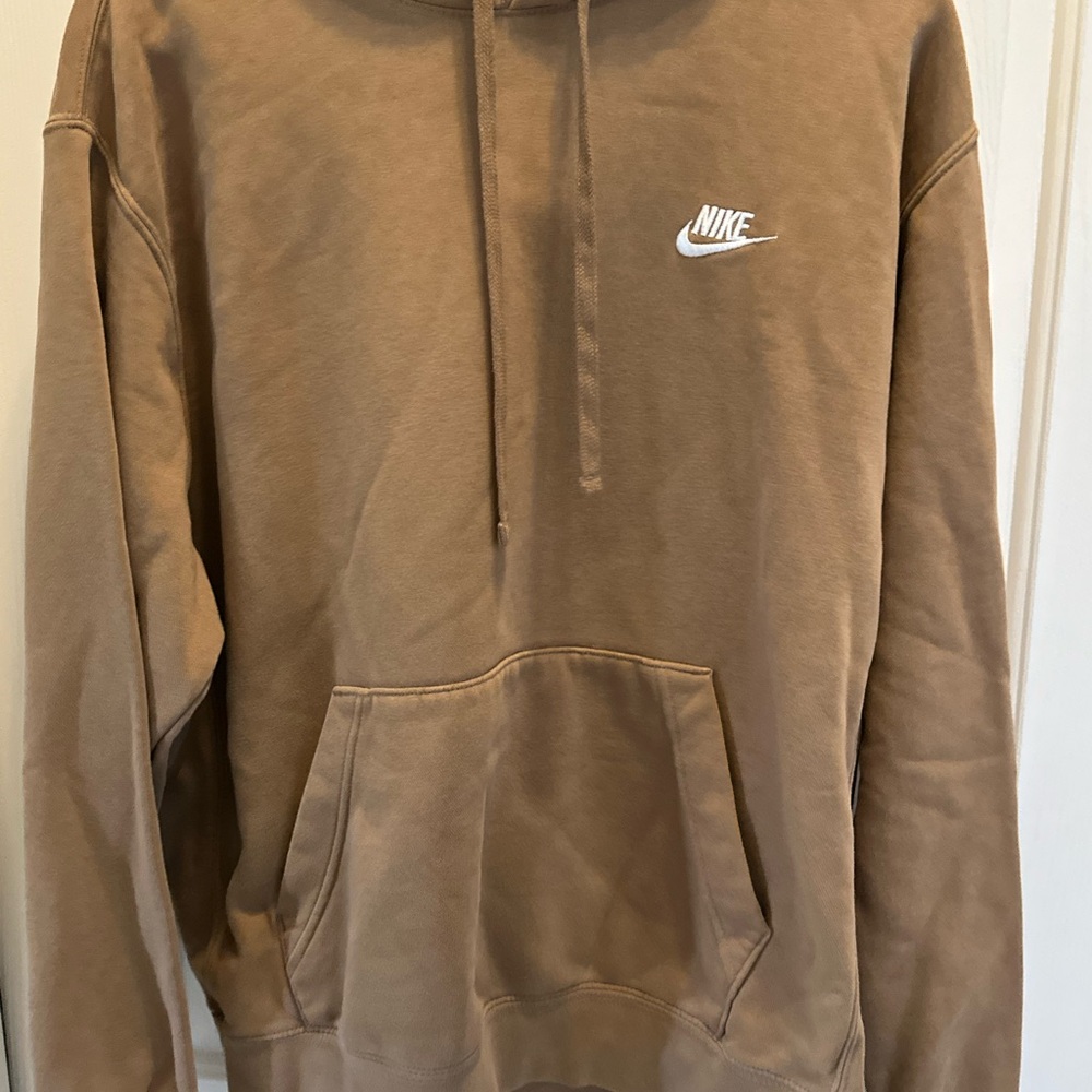 Nike Brown Men's Pullover Hoodie with White Logo